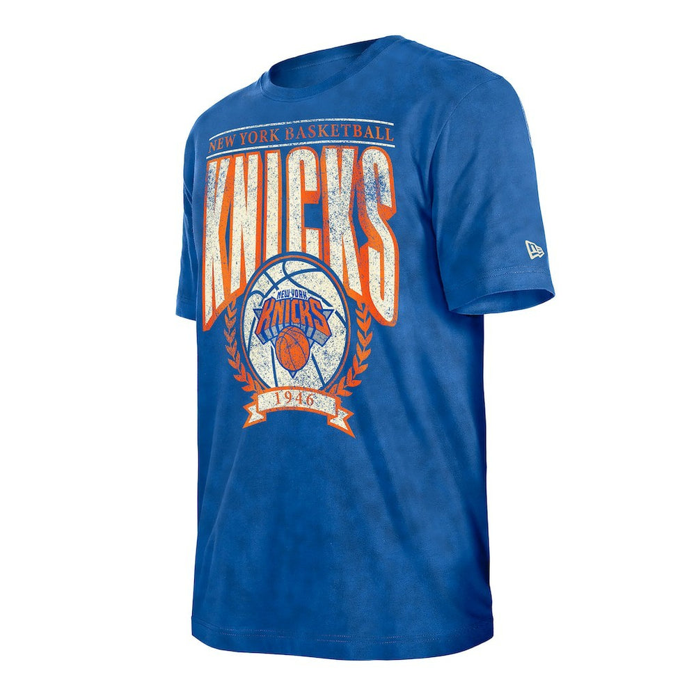 New York Knicks Throwback Vintage Boxy Mineral Wash T-Shirt Blue