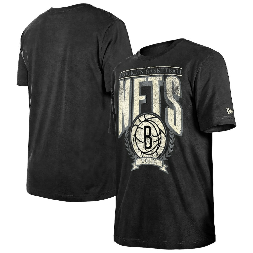 Brooklyn Nets Throwback Vintage Boxy Mineral Wash T-Shirt Black