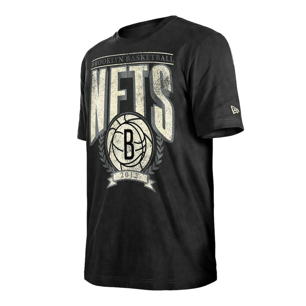 Brooklyn Nets Throwback Vintage Boxy Mineral Wash T-Shirt Black
