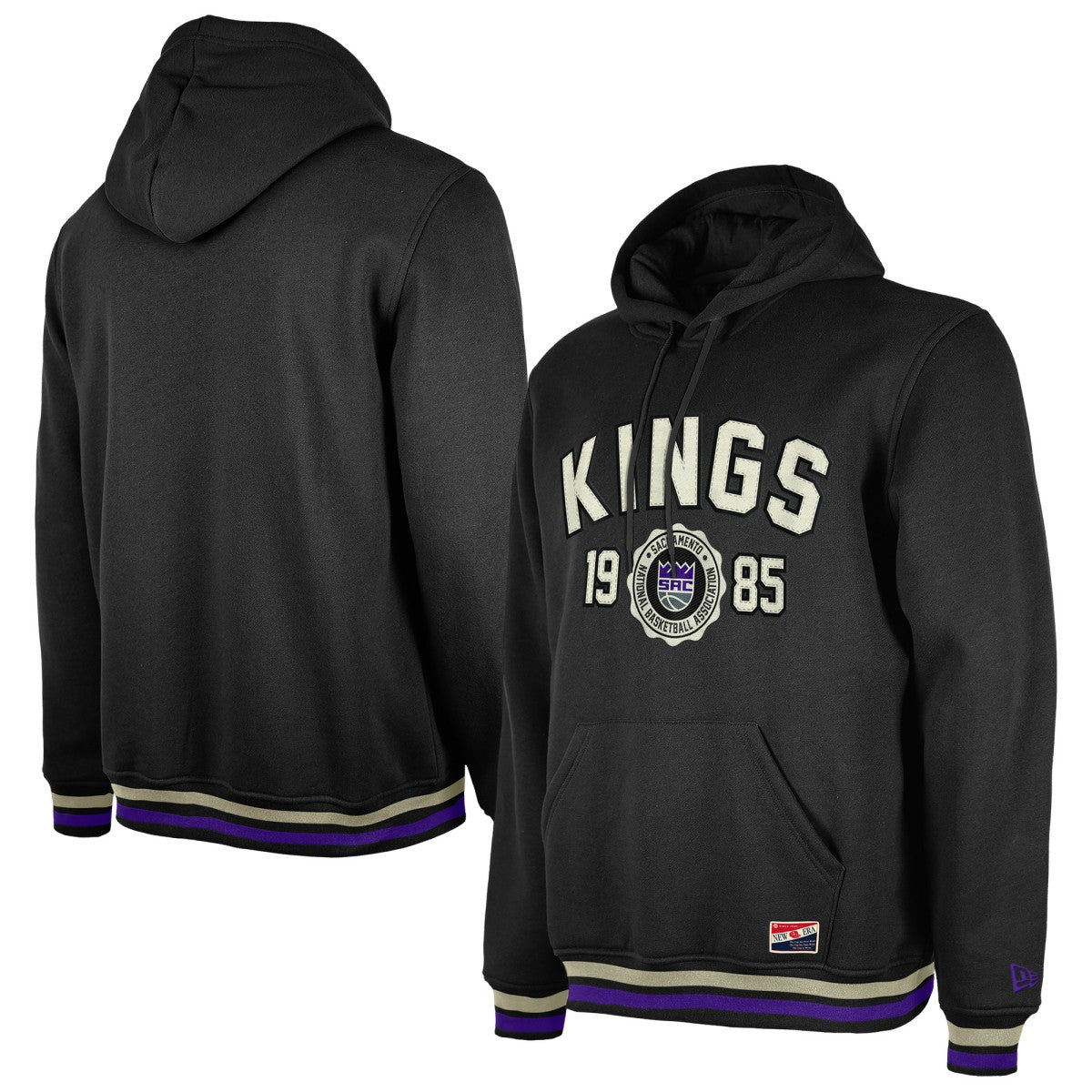 Sacramento Kings Throwback Vintage Pullover Hoodie Black
