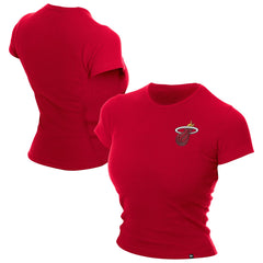 Miami Heat Women's Leisure Collection Baby Doll Cropped T-Shirt Dark Red