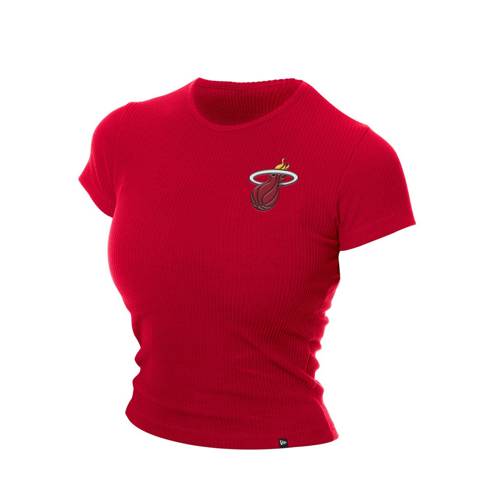 Miami Heat Women's Leisure Collection Baby Doll Cropped T-Shirt Dark Red