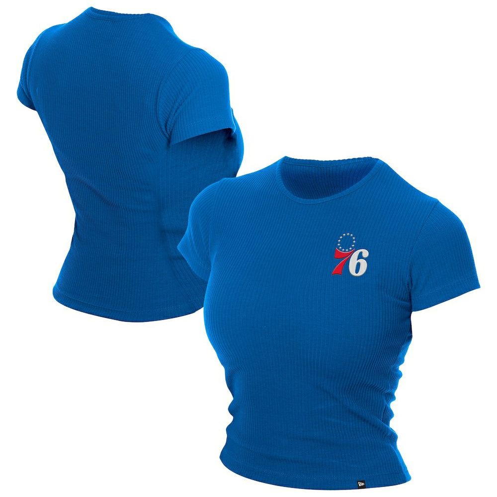 Philadelphia 76ers Women's Leisure Collection Baby Doll Cropped T-Shirt Blue