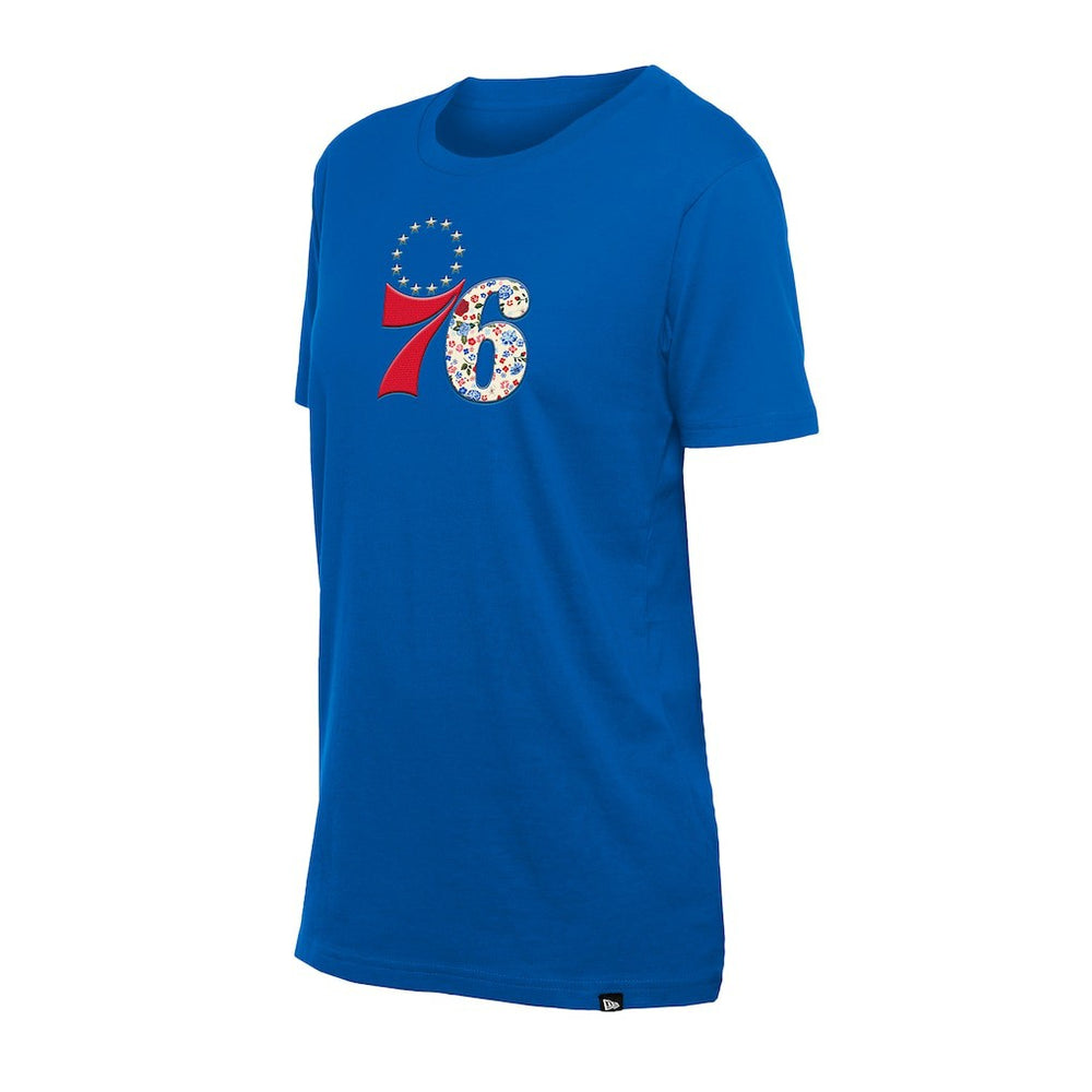 Philadelphia 76ers Women's Glam Game Flower T-Shirt Royal
