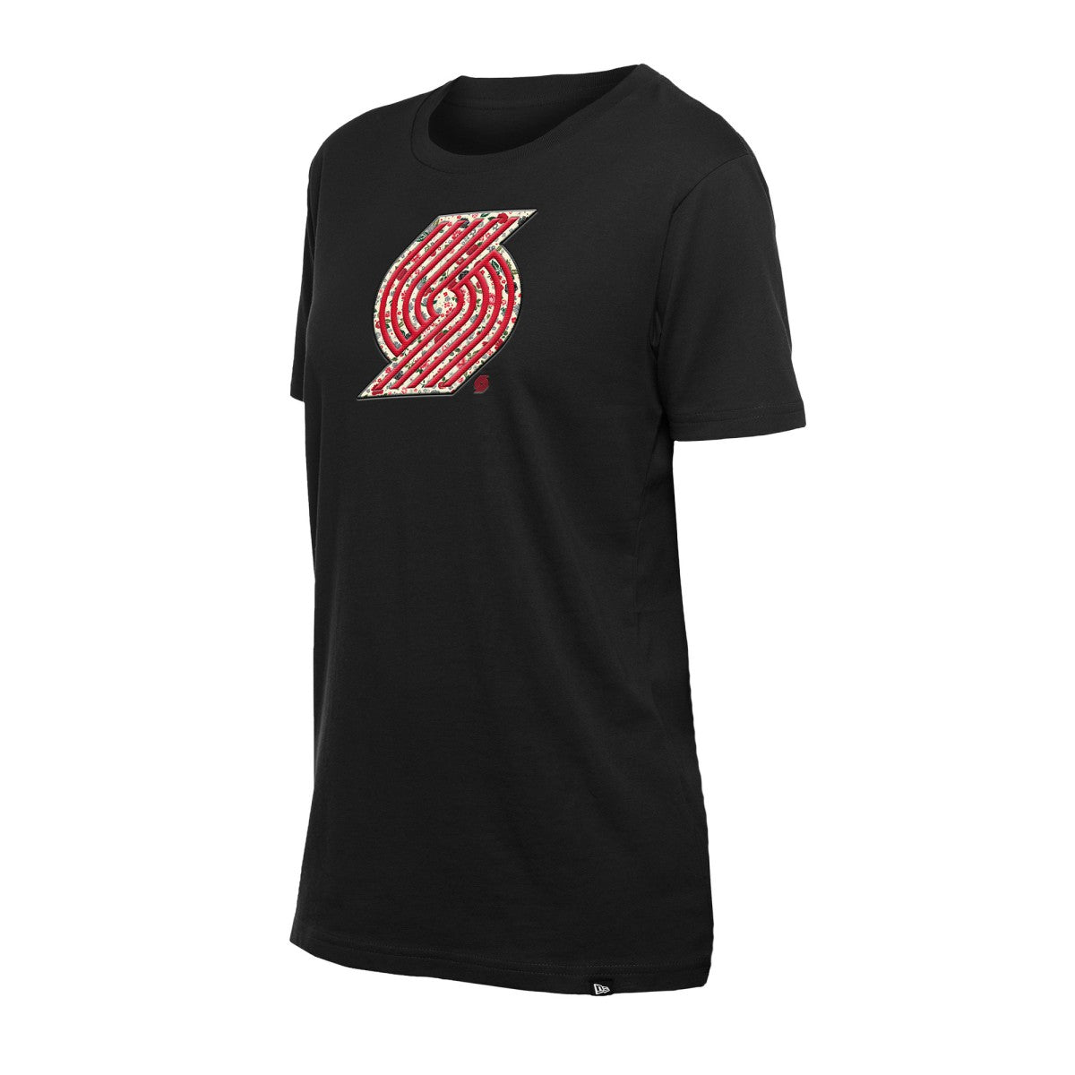 Portland Trail Blazers Women's Glam Game Flower T-Shirt Black