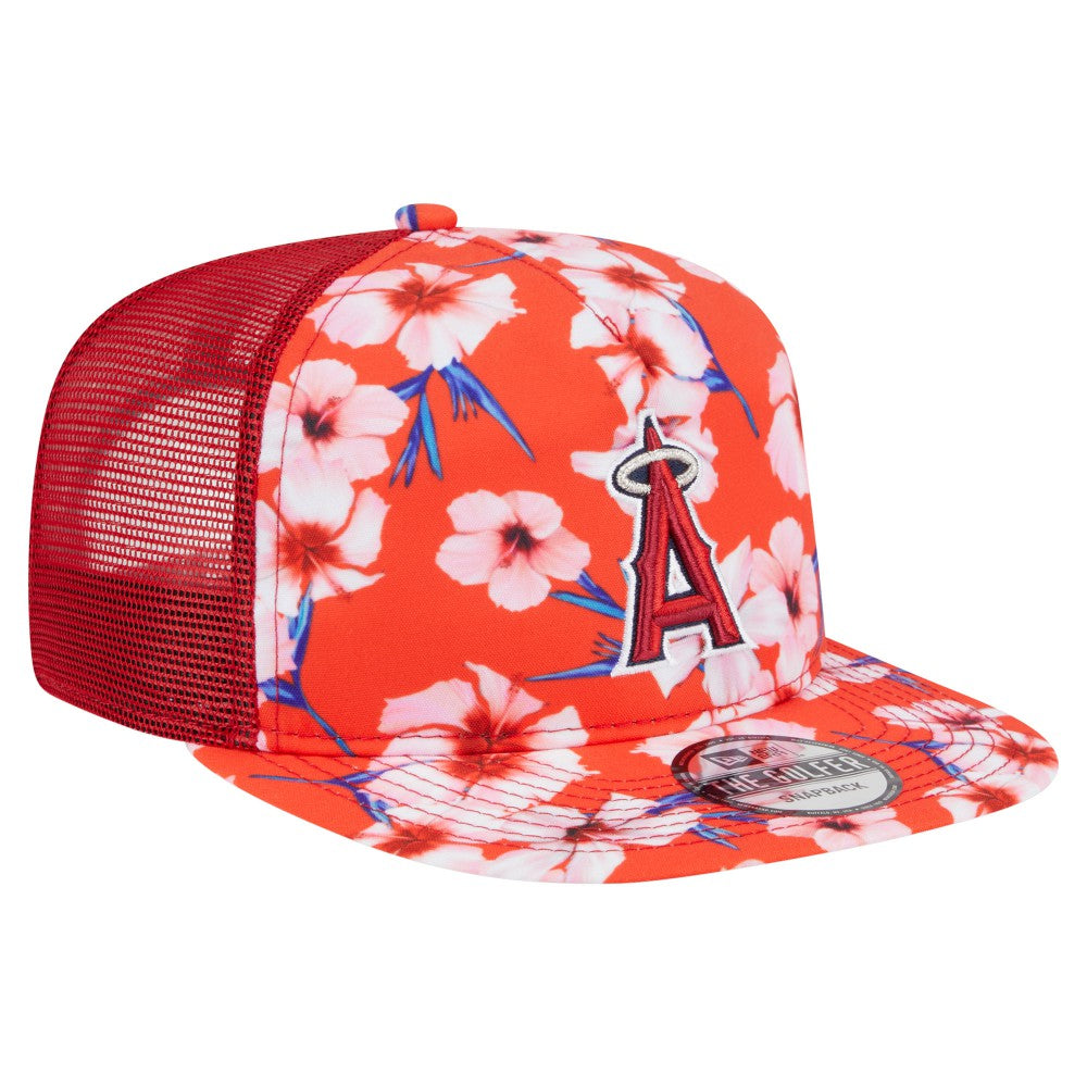 Los Angeles Angels New Era Adventure Pattern Golfer Trucker Snapback Hat - Red Hats