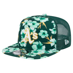 Athletics New Era Adventure Pattern Golfer Trucker Snapback Hat - Green Hats