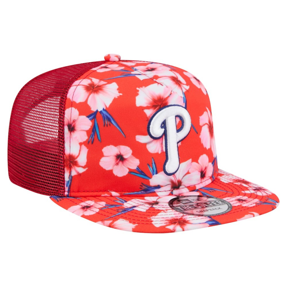 Philadelphia Phillies New Era Adventure Pattern Golfer Trucker Snapback Hat - Red Hats