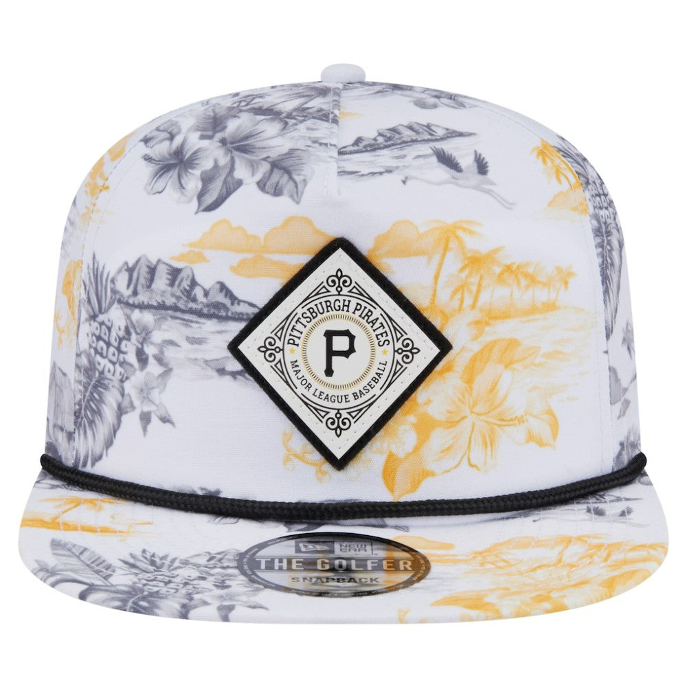 Pittsburgh Pirates New Era Printed Island Golfer Snapback Hat - White Hats