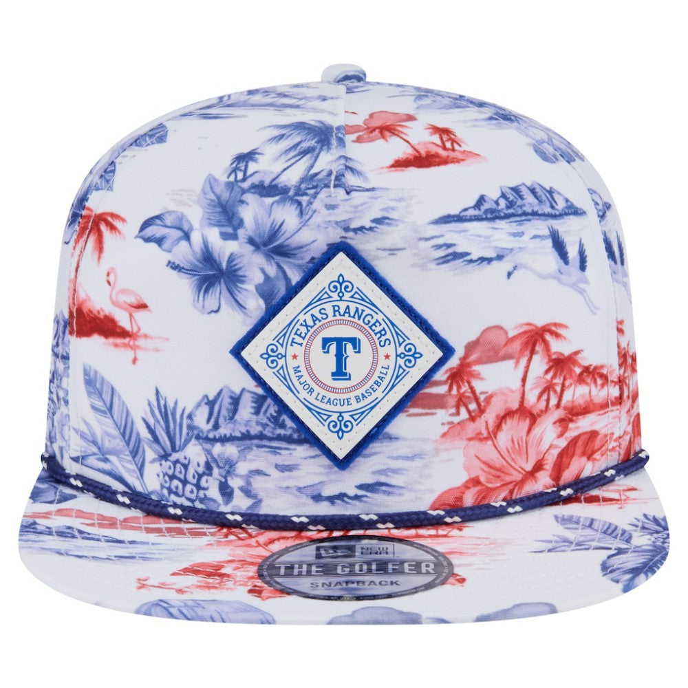 Texas Rangers New Era Printed Island Golfer Snapback Hat - White Hats
