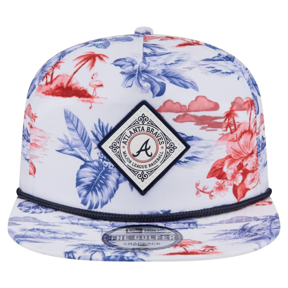 Atlanta Braves New Era Printed Island Golfer Snapback Hat - White Hats