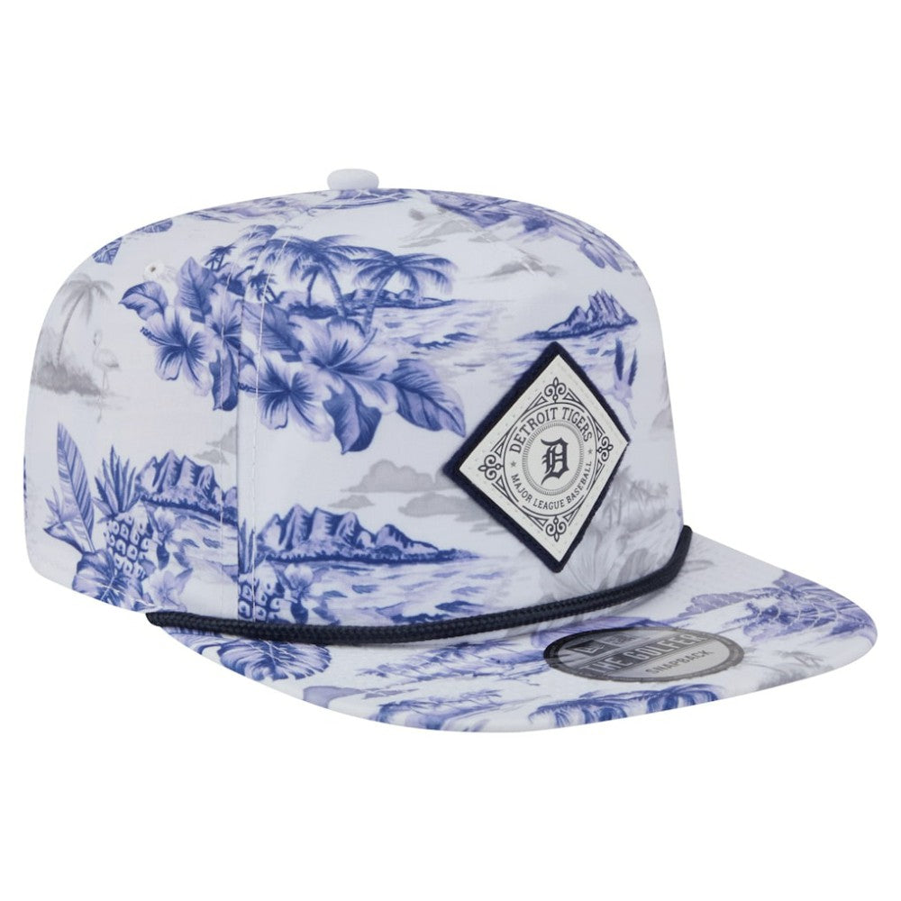 Detroit Tigers New Era Printed Island Golfer Snapback Hat - White Hats