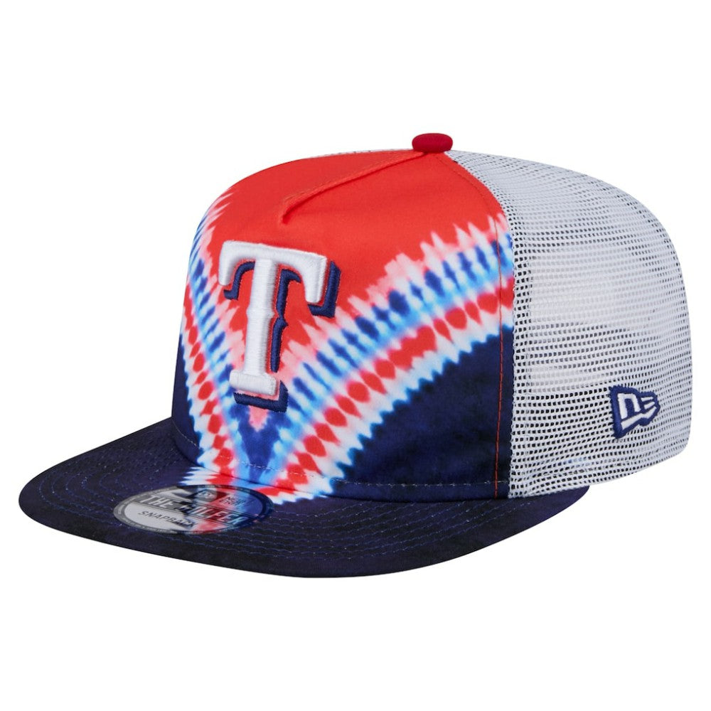 Texas Rangers New Era Tie-Dye Golfer Trucker Adjustable Hat Hats