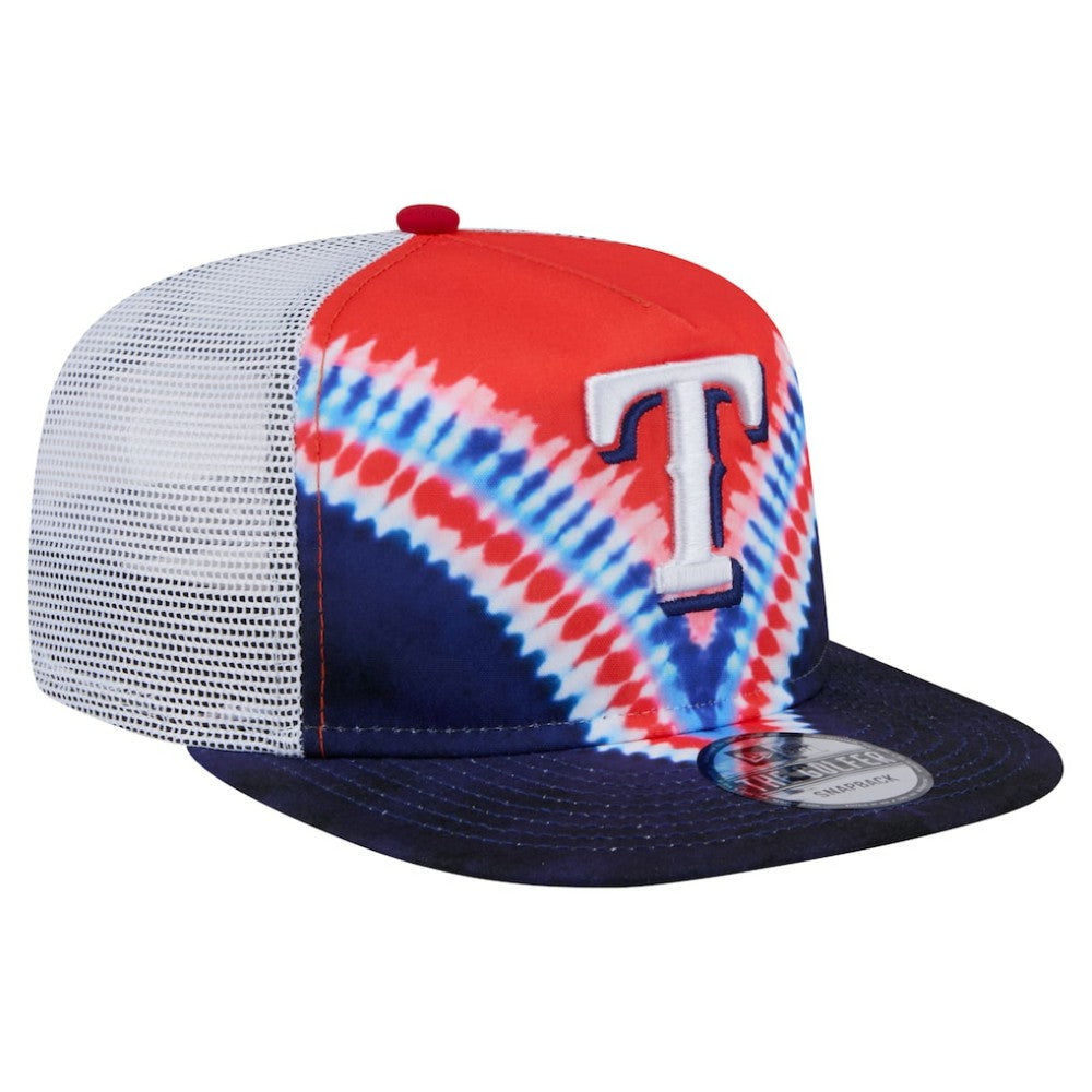Texas Rangers New Era Tie-Dye Golfer Trucker Adjustable Hat Hats