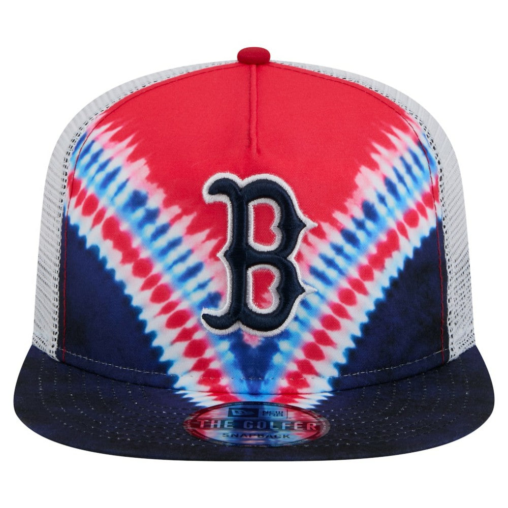 Boston Red Sox New Era Tie-Dye Golfer Trucker Adjustable Hat Hats