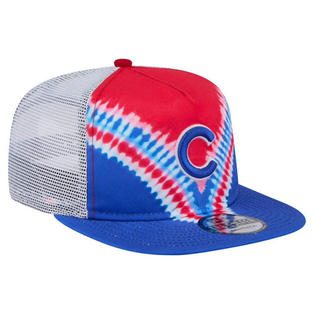 Chicago Cubs New Era Tie-Dye Golfer Trucker Adjustable Hat Hats