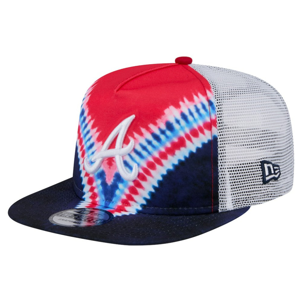 Atlanta Braves New Era Tie-Dye Golfer Trucker Adjustable Hat Hats