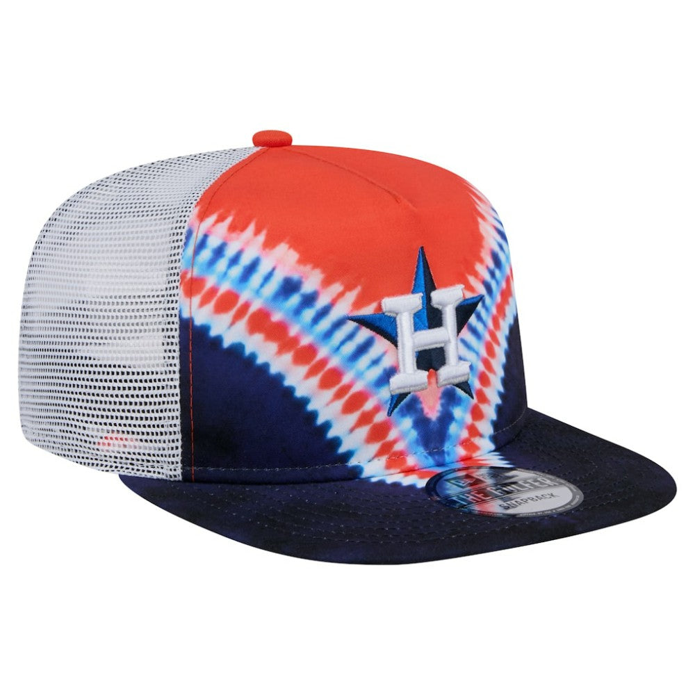 Houston Astros New Era Tie-Dye Golfer Trucker Adjustable Hat Hats