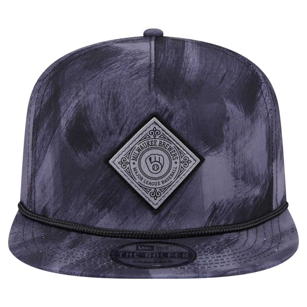 Milwaukee Brewers New Era Printed Golfer Snapback Hat - Navy Hats