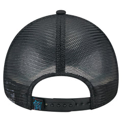 Miami Marlins New Era Distressed 9FORTY A-Frame Adjustable Trucker Hat - Black Hats