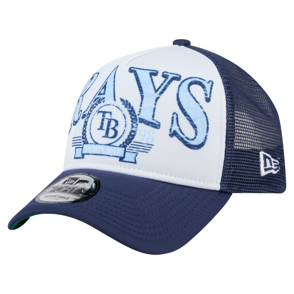 Tampa Bay Rays New Era Distressed 9FORTY A-Frame Adjustable Trucker Hat - Navy Hats