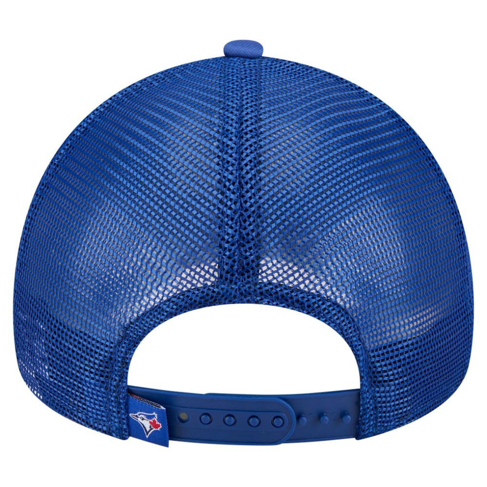 Toronto Blue Jays New Era Distressed 9FORTY A-Frame Adjustable Trucker Hat - White/Royal Hats