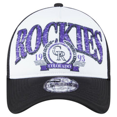 Colorado Rockies New Era Distressed 9FORTY A-Frame Adjustable Trucker Hat - Black Hats
