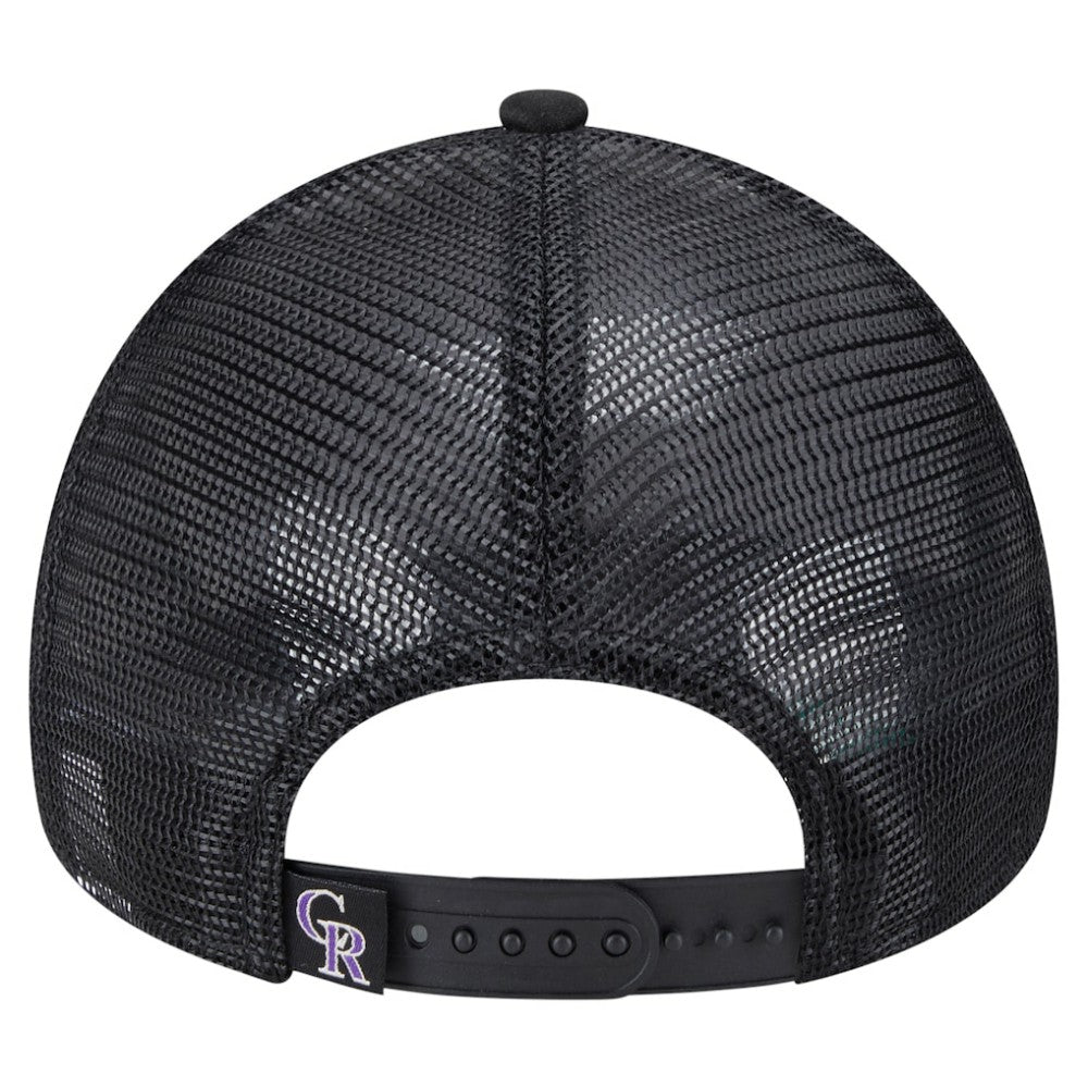 Colorado Rockies New Era Distressed 9FORTY A-Frame Adjustable Trucker Hat - Black Hats
