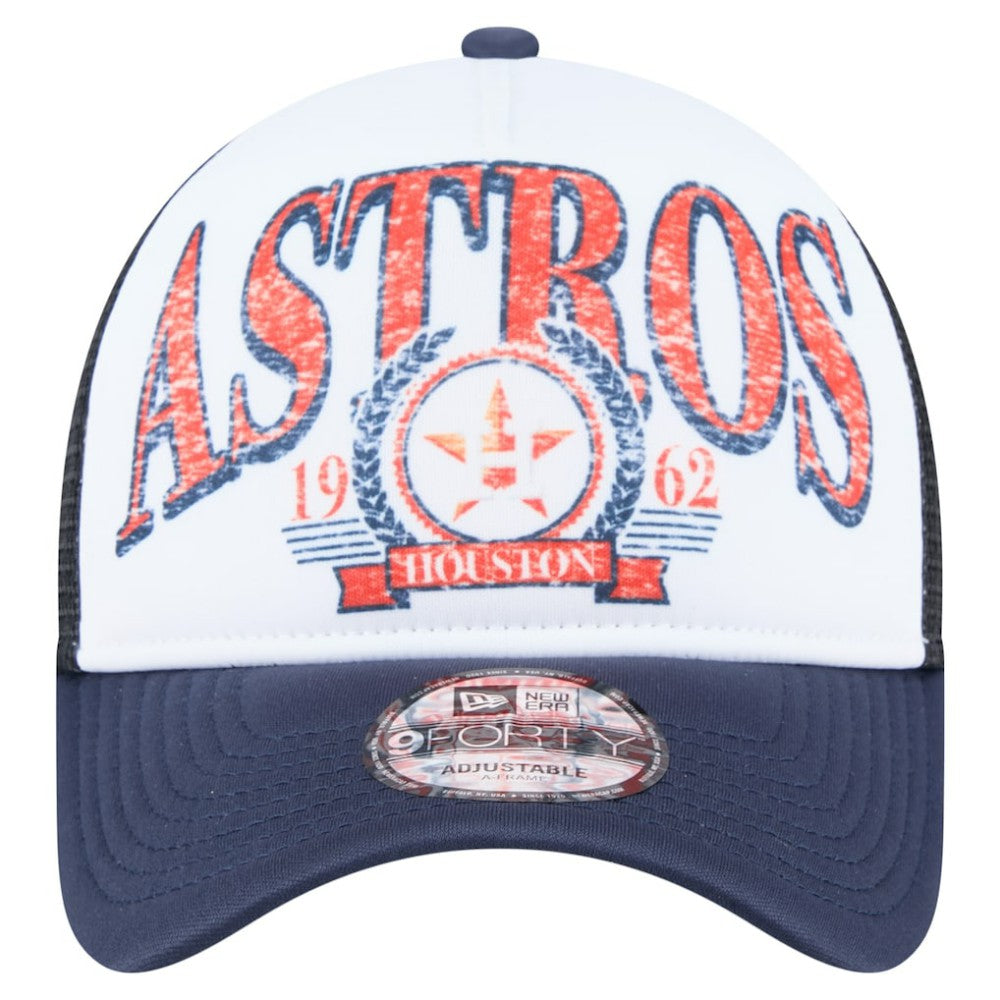 Houston Astros New Era Distressed 9FORTY A-Frame Adjustable Trucker Hat - Navy Hats