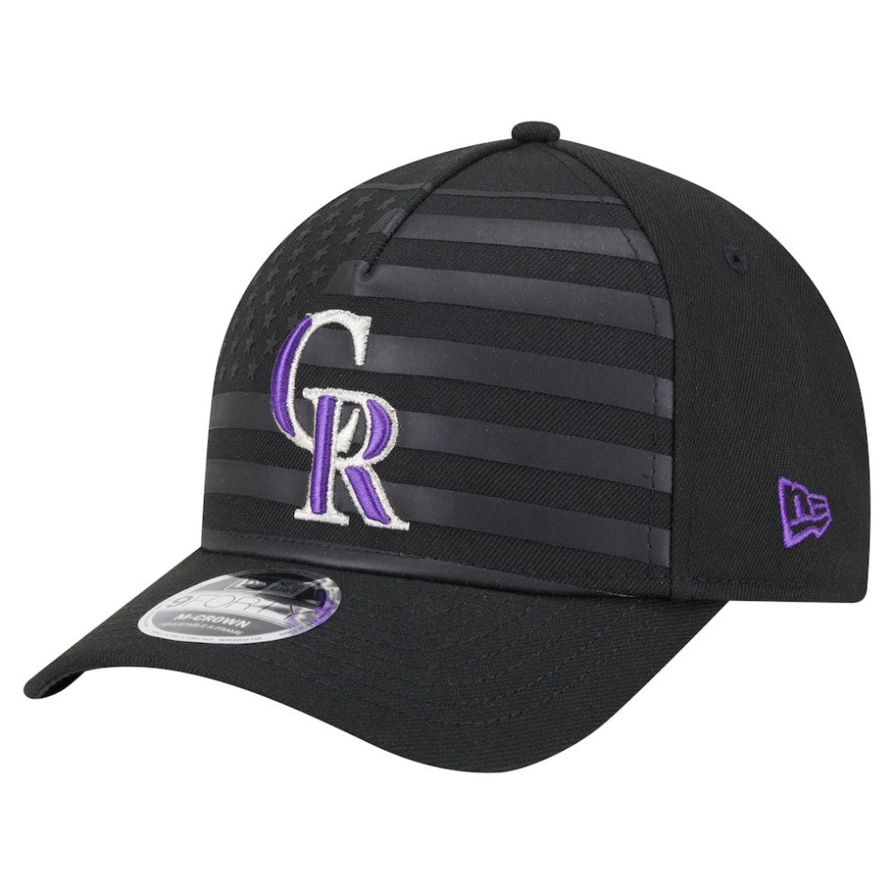 Colorado Rockies New Era American Flag 9FORTY M-Crown A-Frame Adjustable Hat - Black Hats