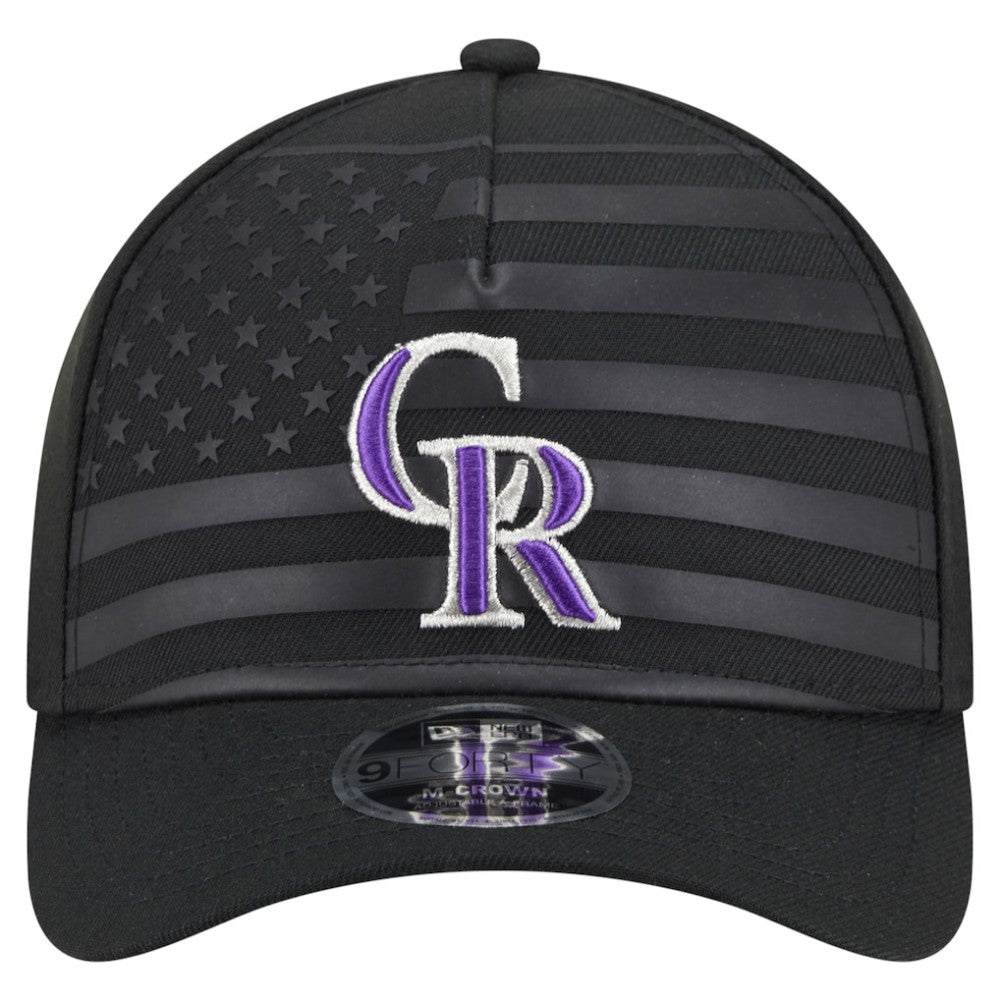 Colorado Rockies New Era American Flag 9FORTY M-Crown A-Frame Adjustable Hat - Black Hats