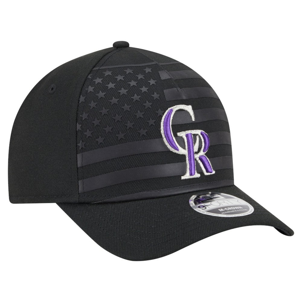 Colorado Rockies New Era American Flag 9FORTY M-Crown A-Frame Adjustable Hat - Black Hats
