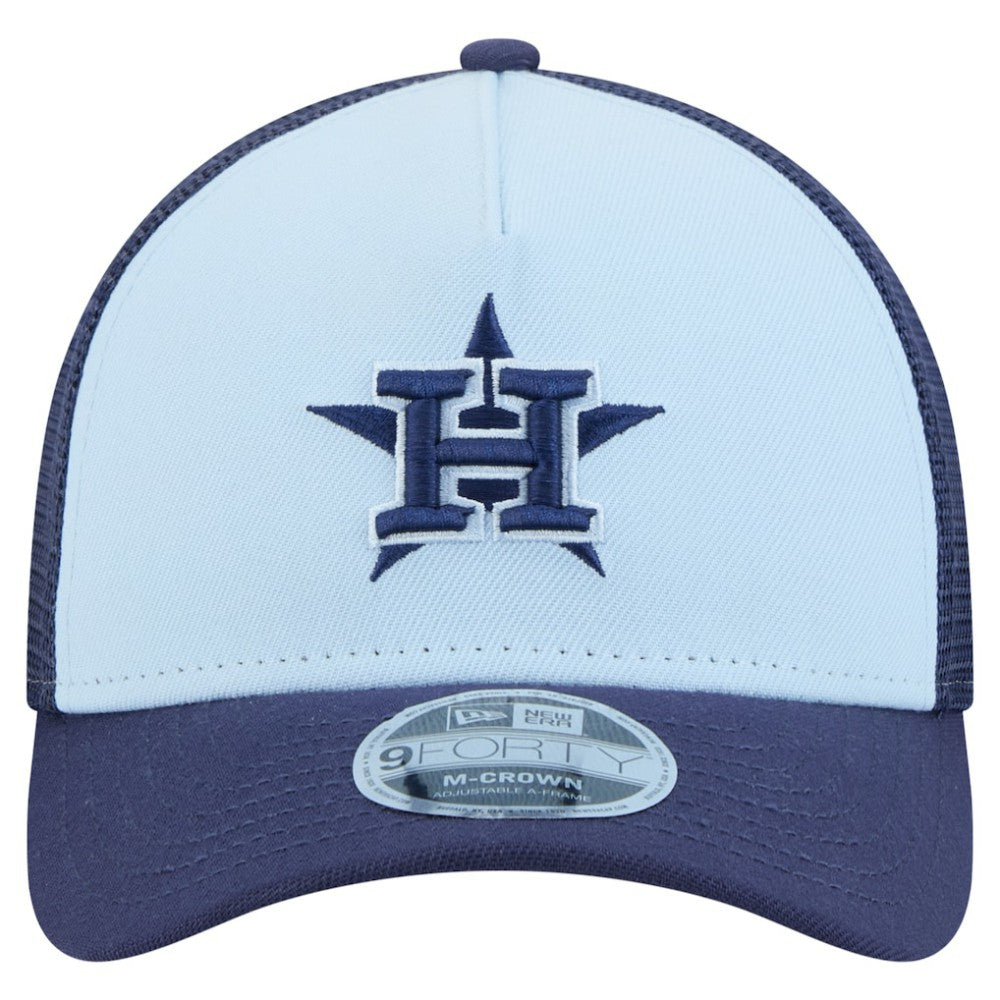Houston Astros New Era 2-Tone Color Pack 9FORTY M-Crown A-Frame Adjustable Hat - Light Blue/Navy Hats