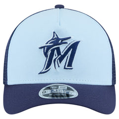 Miami Marlins New Era 2-Tone Color Pack 9FORTY M-Crown A-Frame Adjustable Hat - Light Blue/Navy Hats