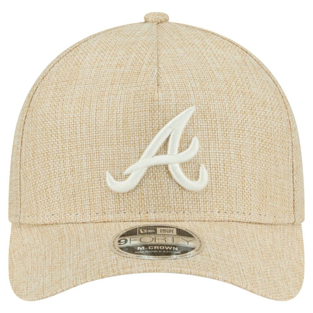 Atlanta Braves New Era Cotton Weave M-Crown A-Frame 9FORTY Adjustable Hat - Beige Hats