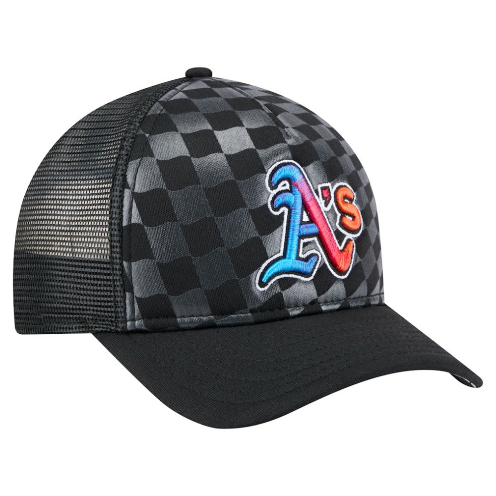 Athletics New Era Gradient 9FORTY A-Frame M-Crown Trucker Adjustable Hat - Black Hats