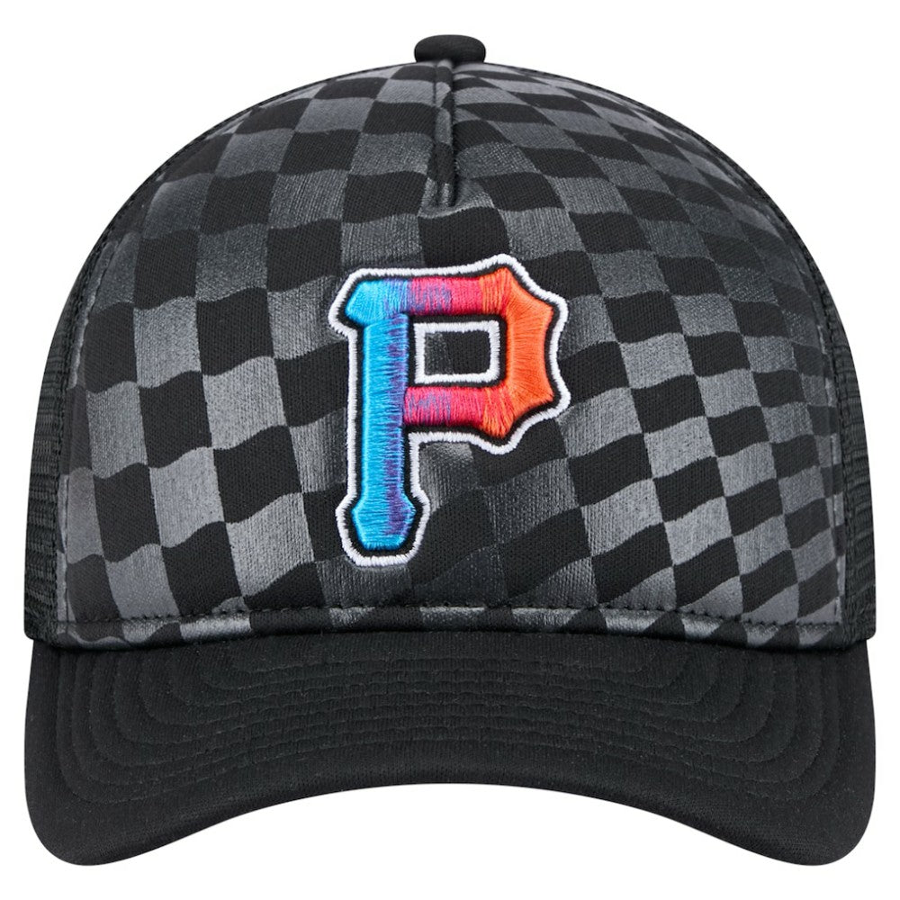 Pittsburgh Pirates New Era Gradient 9FORTY A-Frame M-Crown Trucker Adjustable Hat - Black Hats
