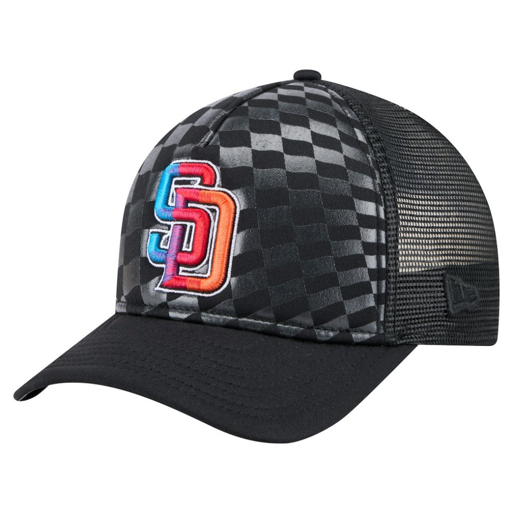 San Diego Padres New Era Gradient 9FORTY A-Frame M-Crown Trucker Adjustable Hat - Black Hats