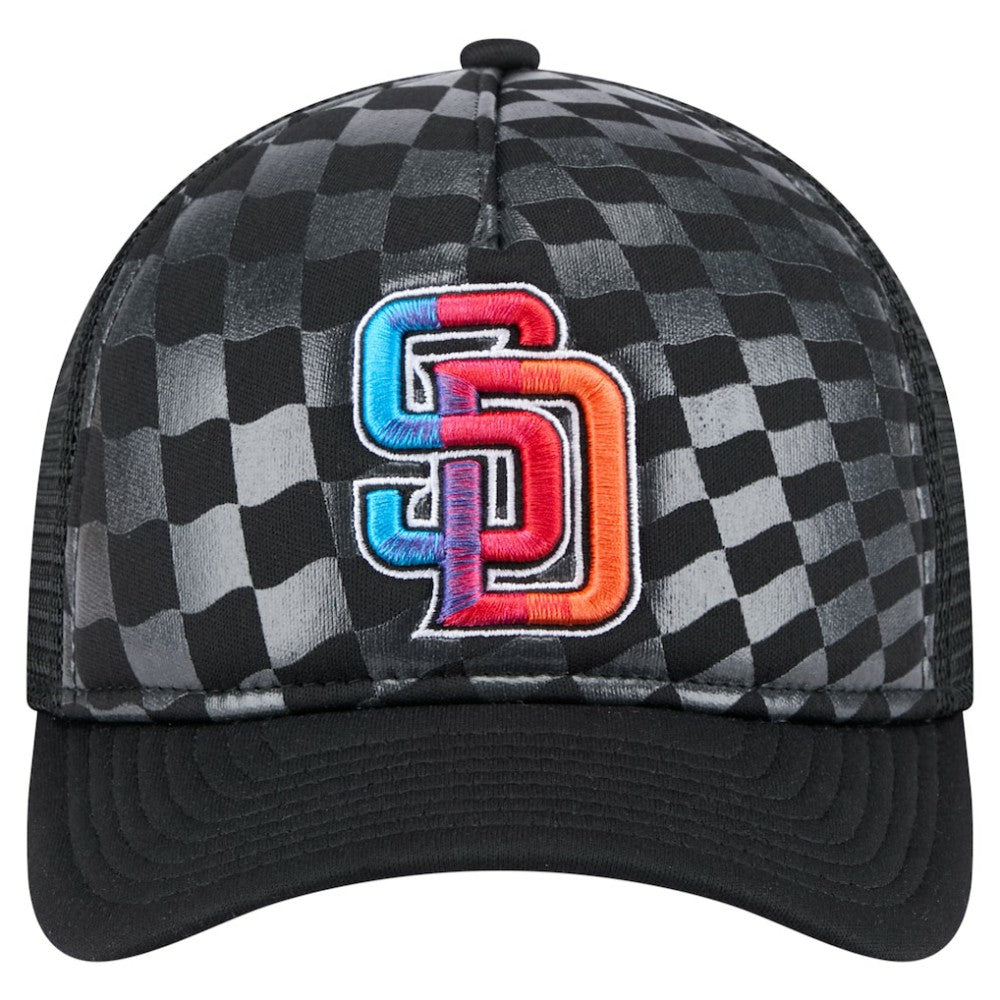 San Diego Padres New Era Gradient 9FORTY A-Frame M-Crown Trucker Adjustable Hat - Black Hats
