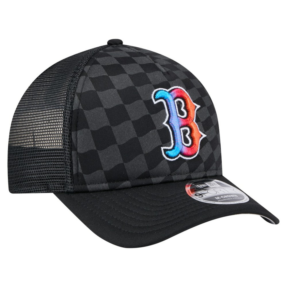 Boston Red Sox New Era Gradient 9FORTY A-Frame M-Crown Trucker Adjustable Hat - Black Hats