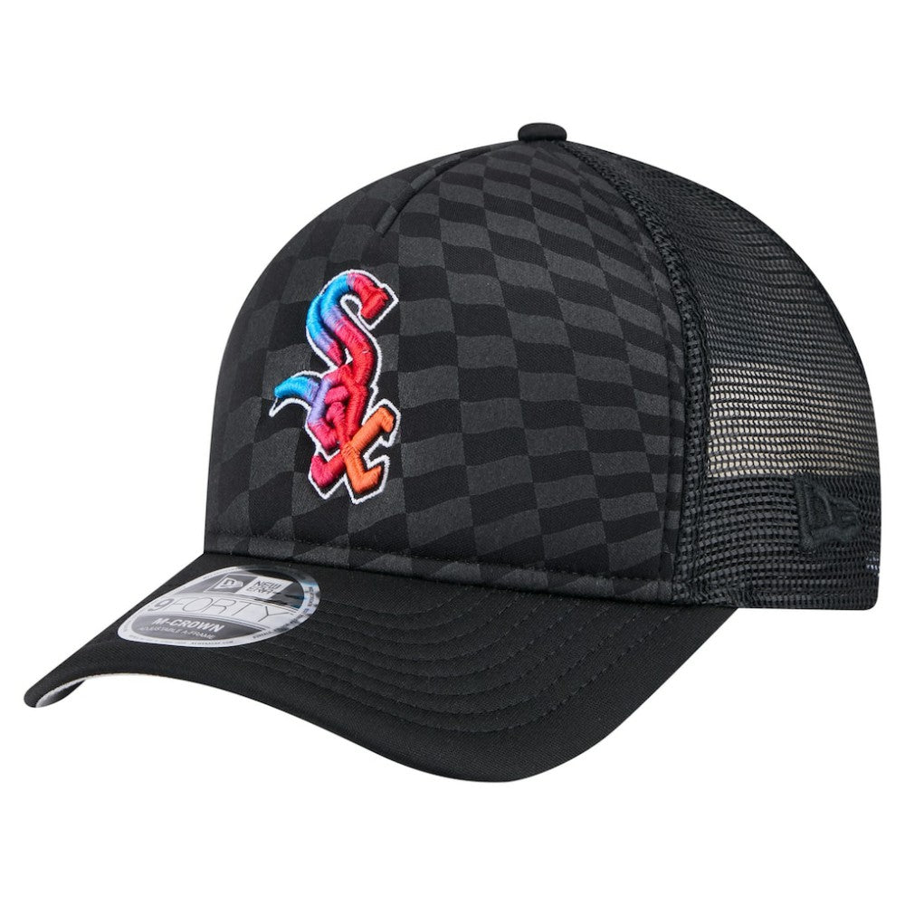 Chicago White Sox New Era Gradient 9FORTY A-Frame M-Crown Trucker Adjustable Hat - Black Hats