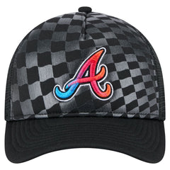 Atlanta Braves New Era Gradient 9FORTY A-Frame M-Crown Trucker Adjustable Hat - Black Hats