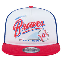Atlanta Braves New Era Retro Script Trucker 9FIFTY Snapback Hat - White/Red Hats