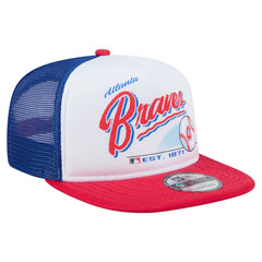 Atlanta Braves New Era Retro Script Trucker 9FIFTY Snapback Hat - White/Red Hats