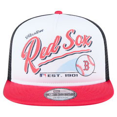 Boston Red Sox New Era Retro Script Trucker 9FIFTY Snapback Hat - White/Red Hats