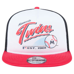 Minnesota Twins New Era Retro Script Trucker 9FIFTY Snapback Hat - White/Red Hats