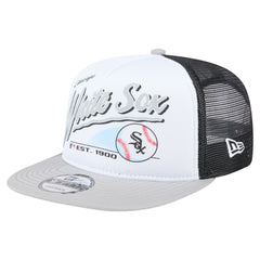Chicago White Sox New Era Retro Script Trucker 9FIFTY Snapback Hat - White/Gray Hats