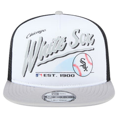 Chicago White Sox New Era Retro Script Trucker 9FIFTY Snapback Hat - White/Gray Hats