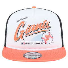 San Francisco Giants New Era Retro Script Trucker 9FIFTY Snapback Hat - White/Orange Hats