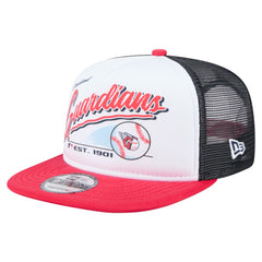 Cleveland Guardians New Era Retro Script Trucker 9FIFTY Snapback Hat - White/Red Hats